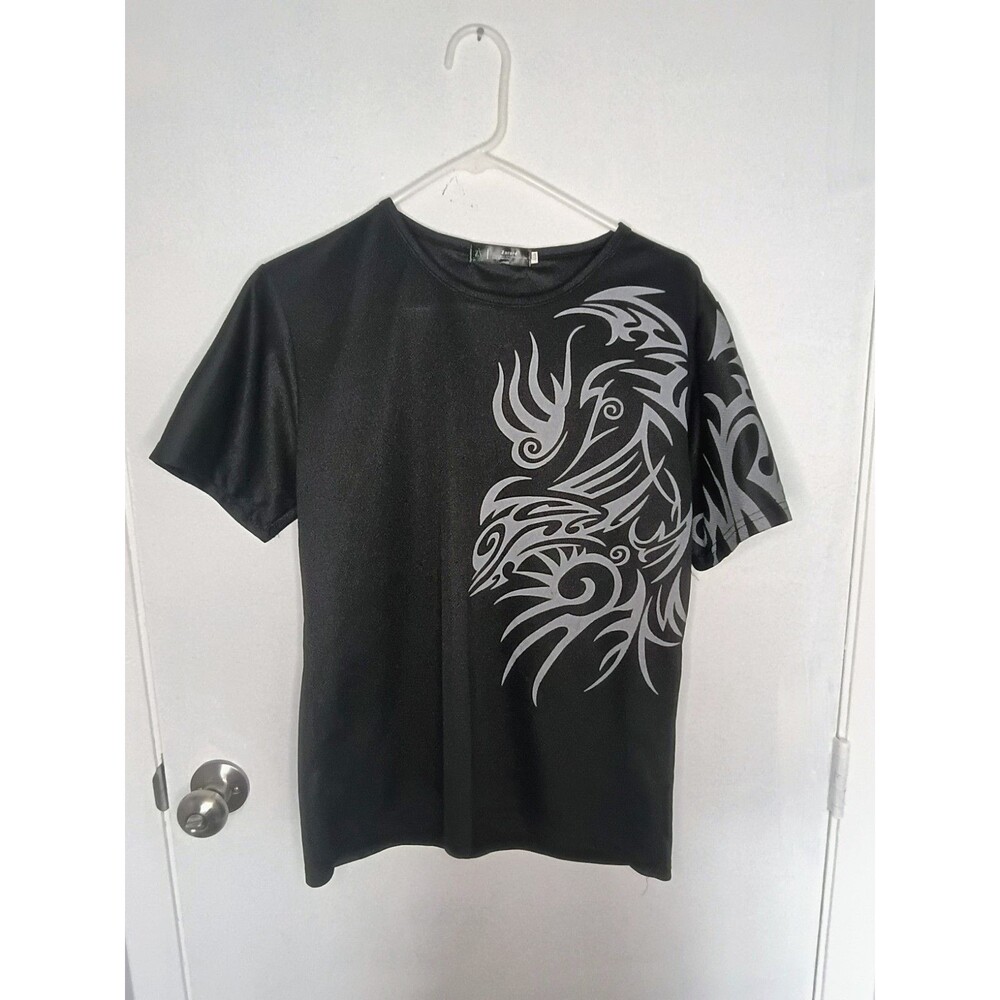 Y2K Tribal Graphic T Shirt 3XL Black Cyber Goth Alt Streetwear Zacard Tee